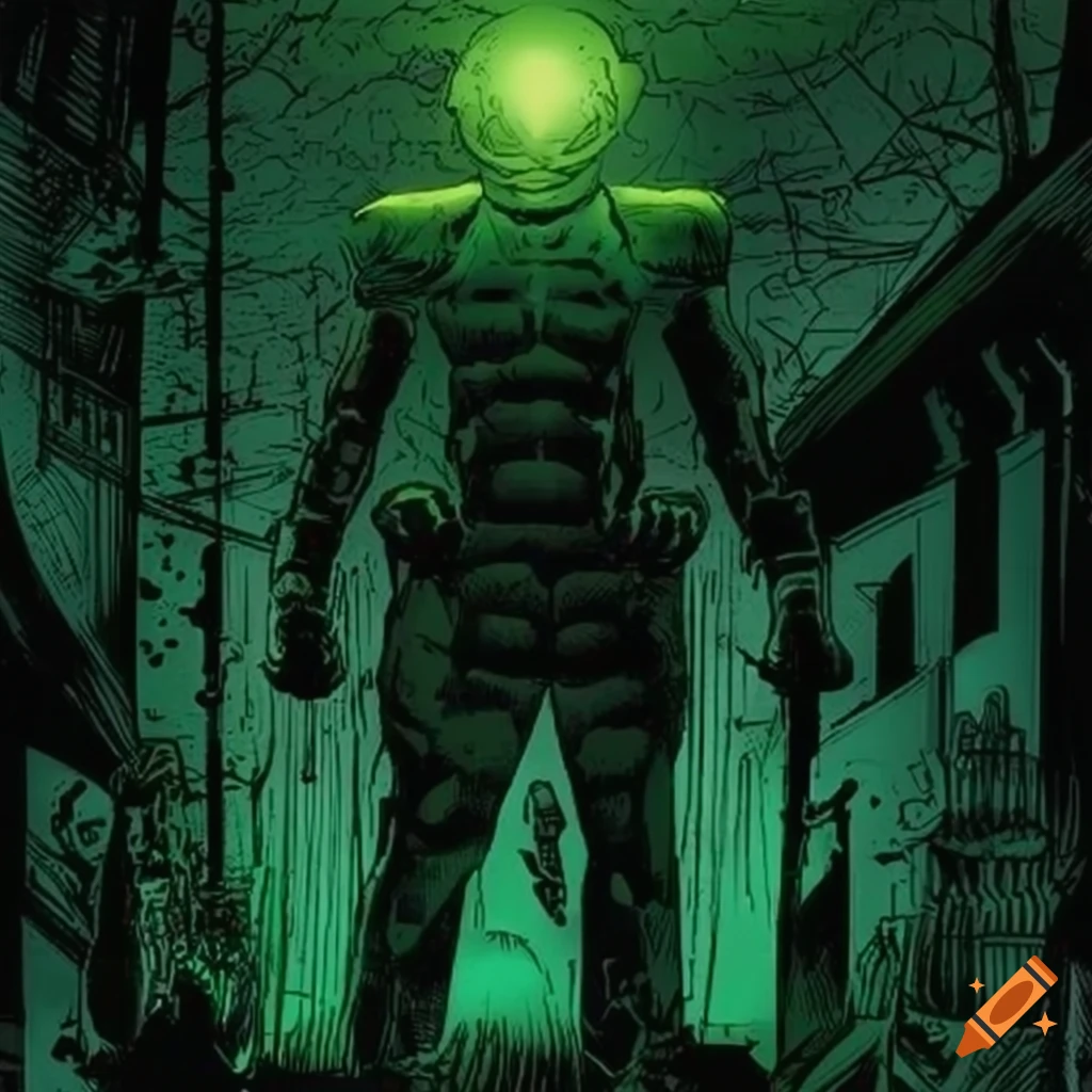 dark green sci-fi comic book cover