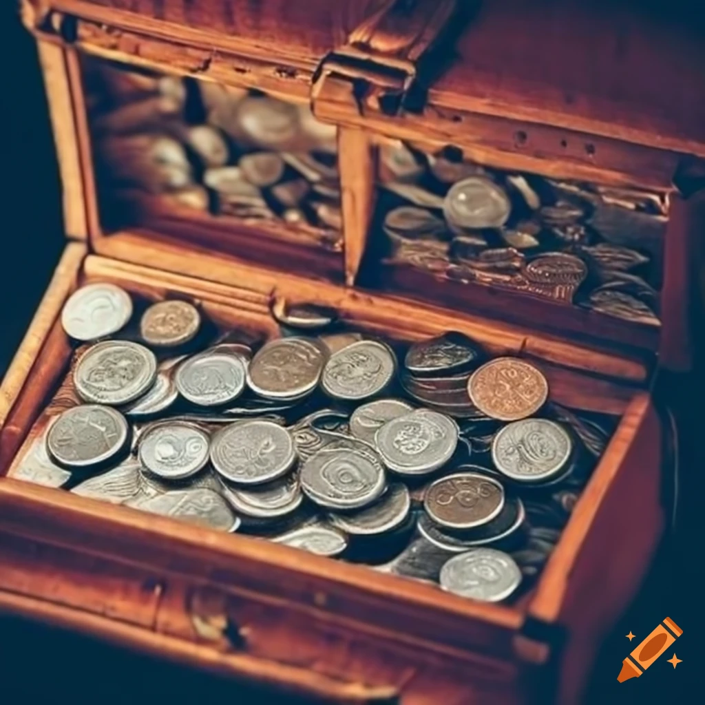 Chest full of silver coins