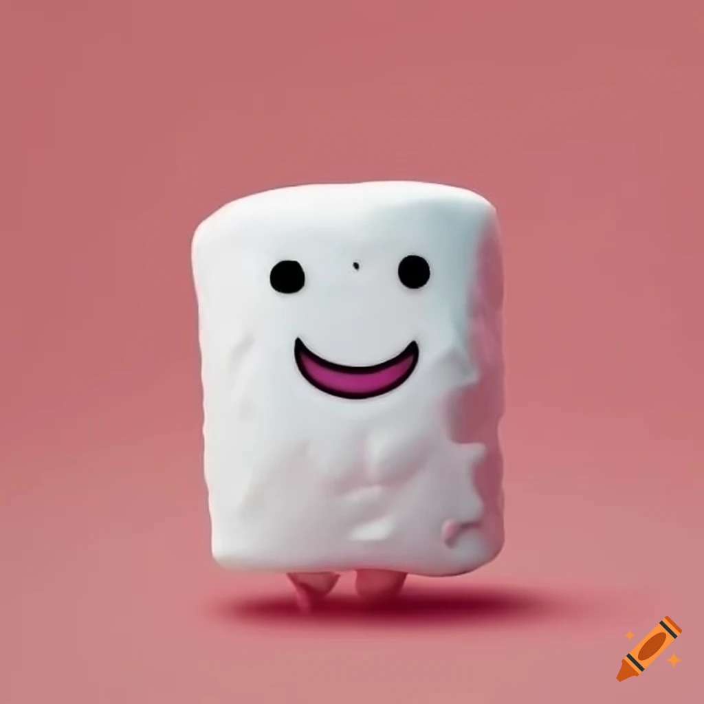 Cute living marshmallow with face on Craiyon