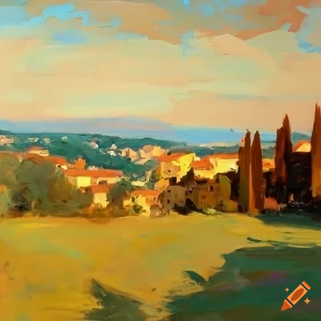 captivating Toscana landscape painting inspired by Sorolla's style