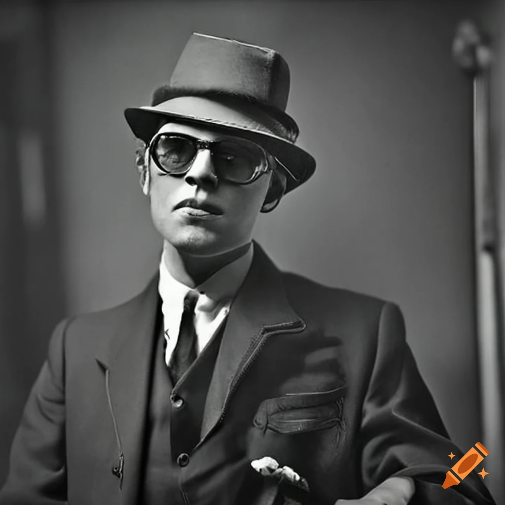 portrait of a charismatic gangster from the 1920s