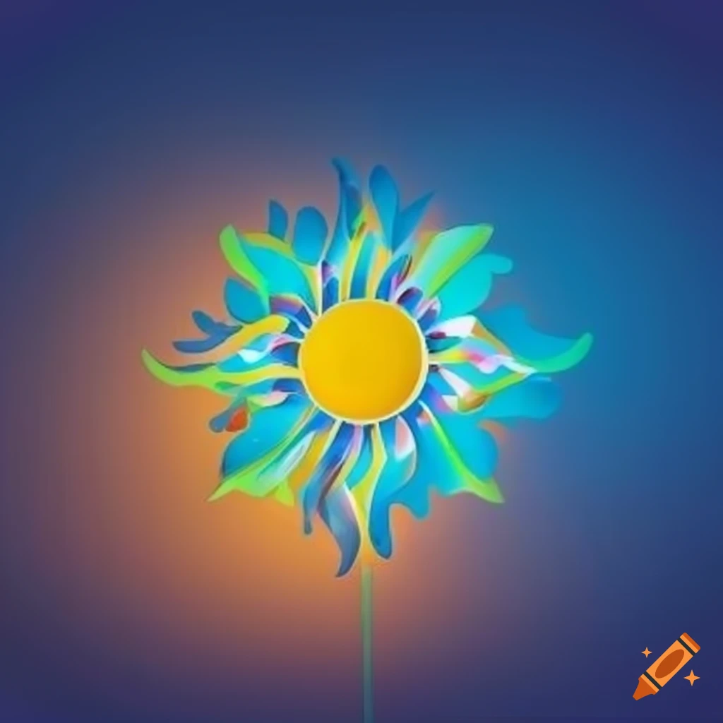 logo of a school with sun, flowers, and colorful elements