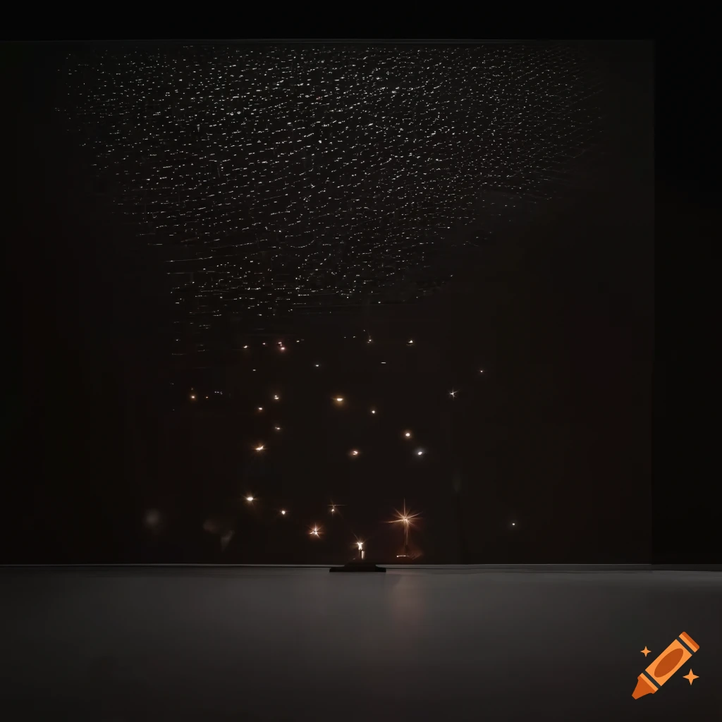 Copper sheet installation in dark exhibition hall