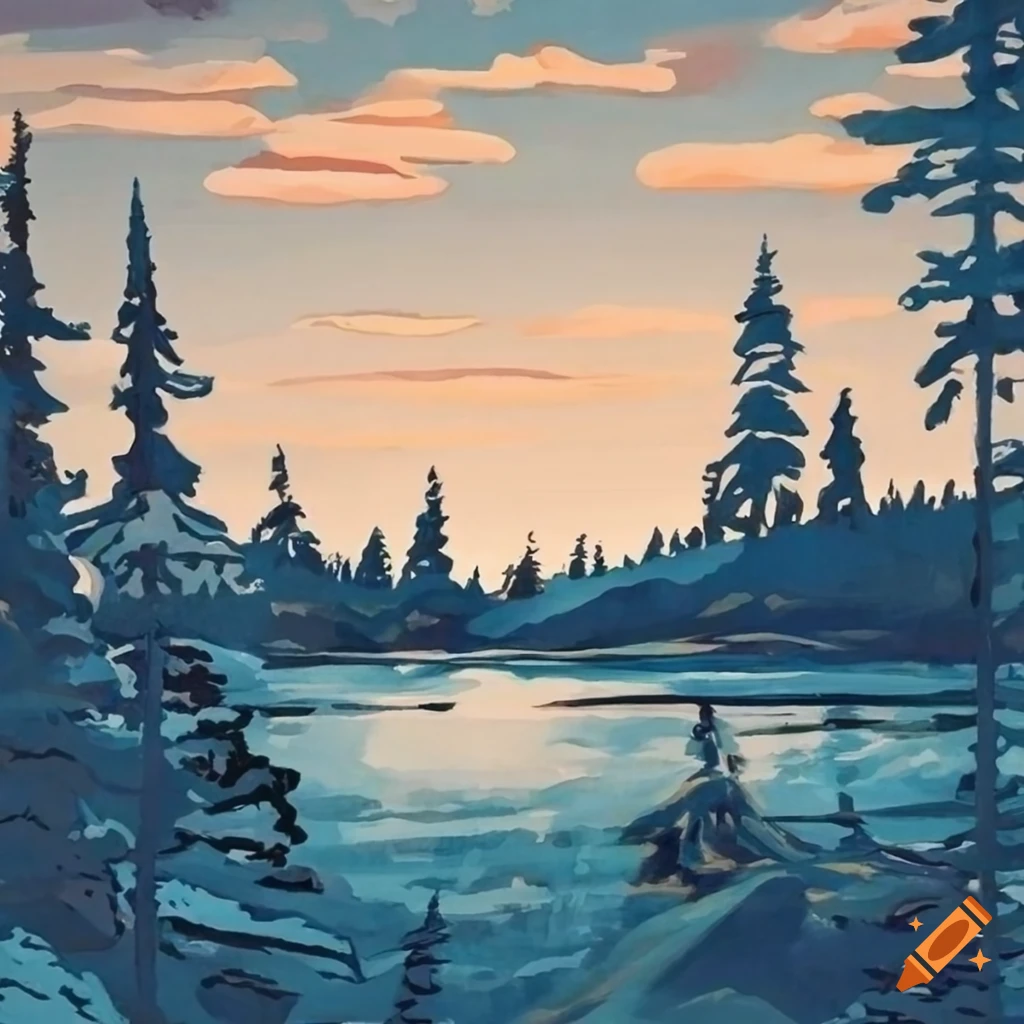 Poster of finnish lapland landscape on Craiyon