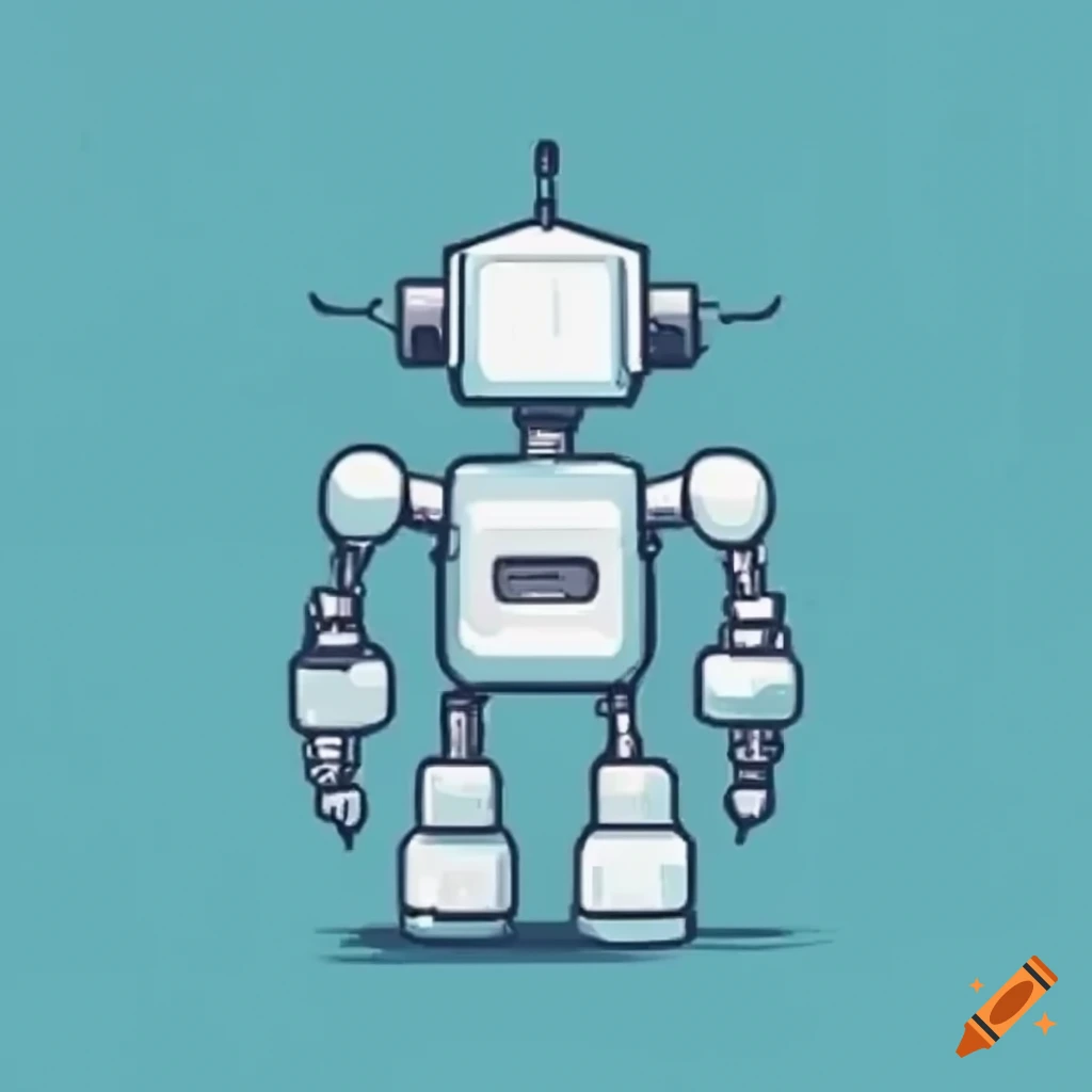 Minimalistic line drawing of a robot