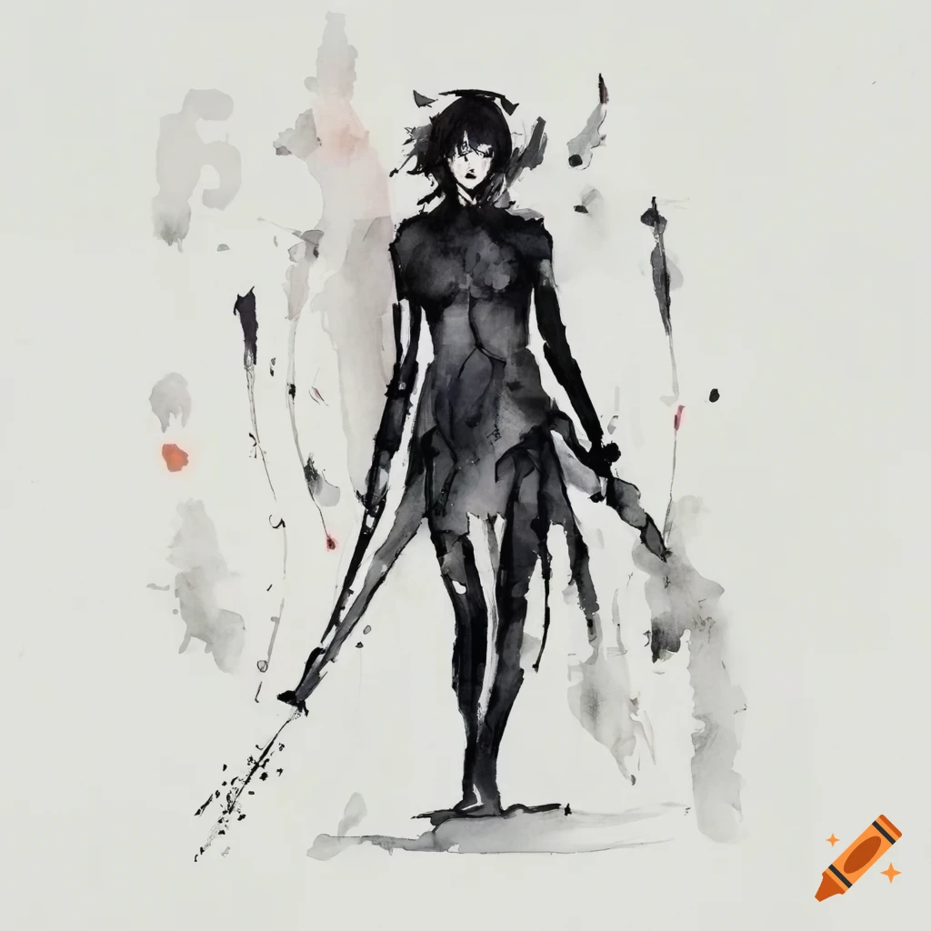 watercolor artwork of a female character with staff and orbs