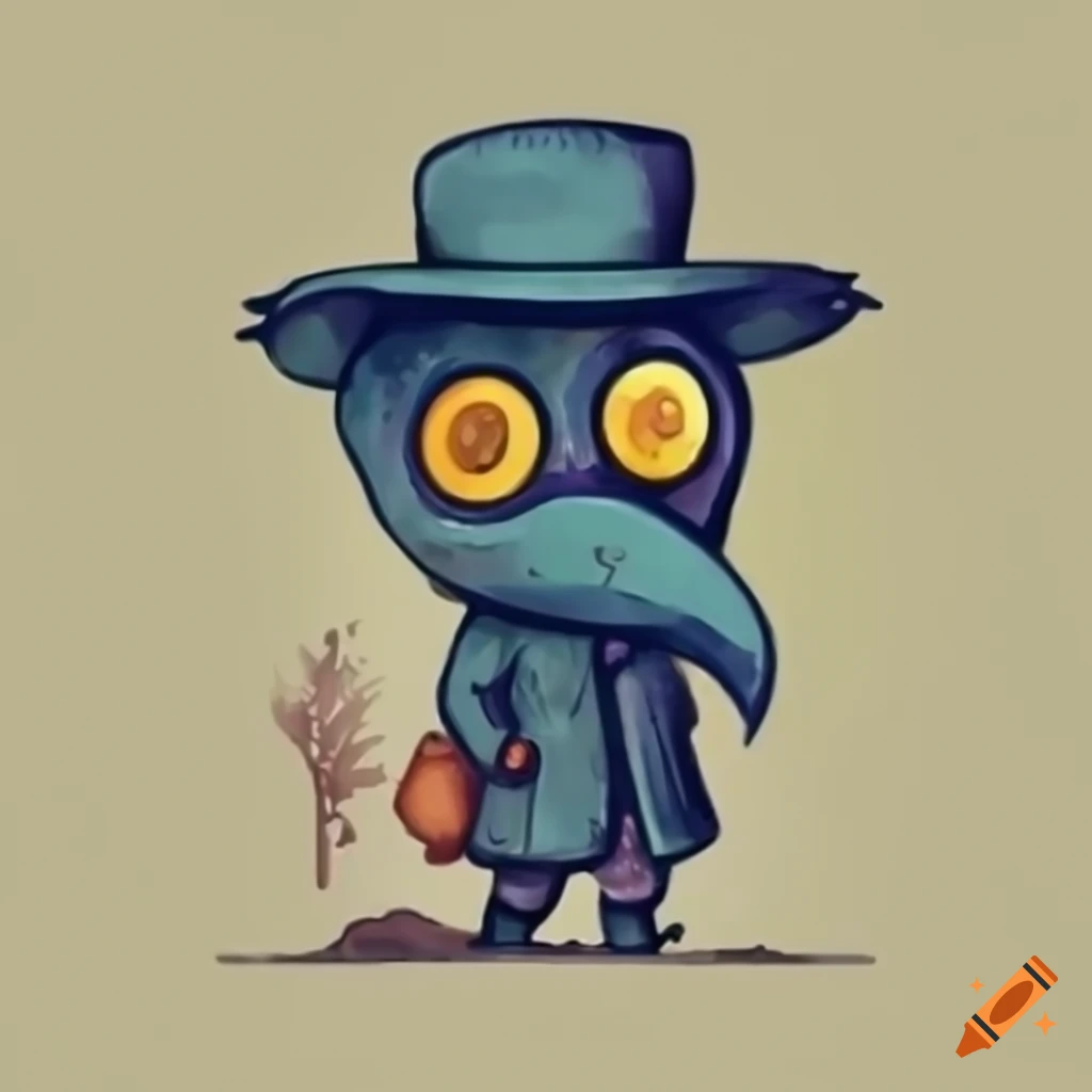 plague doctor walking in the night forest