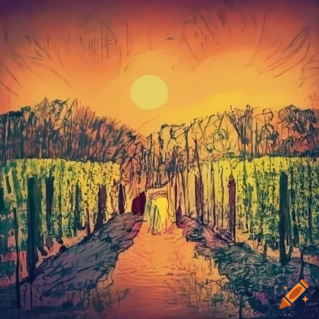 couple enjoying the sunset in a vineyard