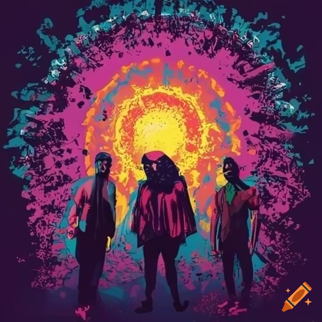 Explosive and colorful poster for a rock concert on Craiyon