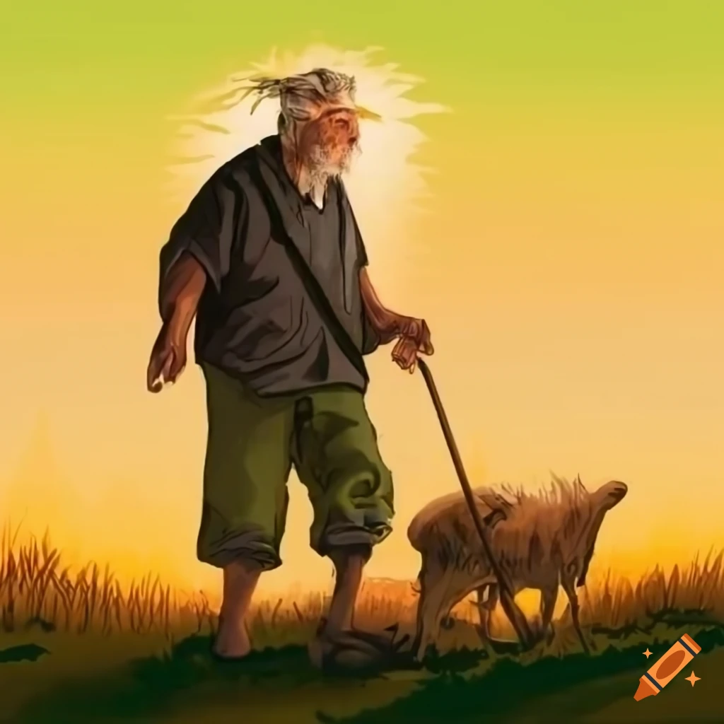 elderly man in a farm