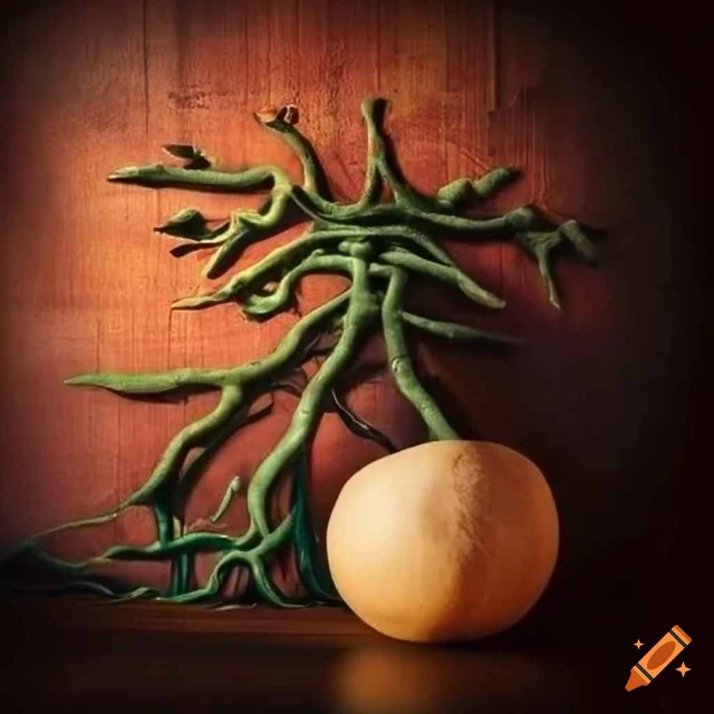 Artistic depiction of intertwining tree roots