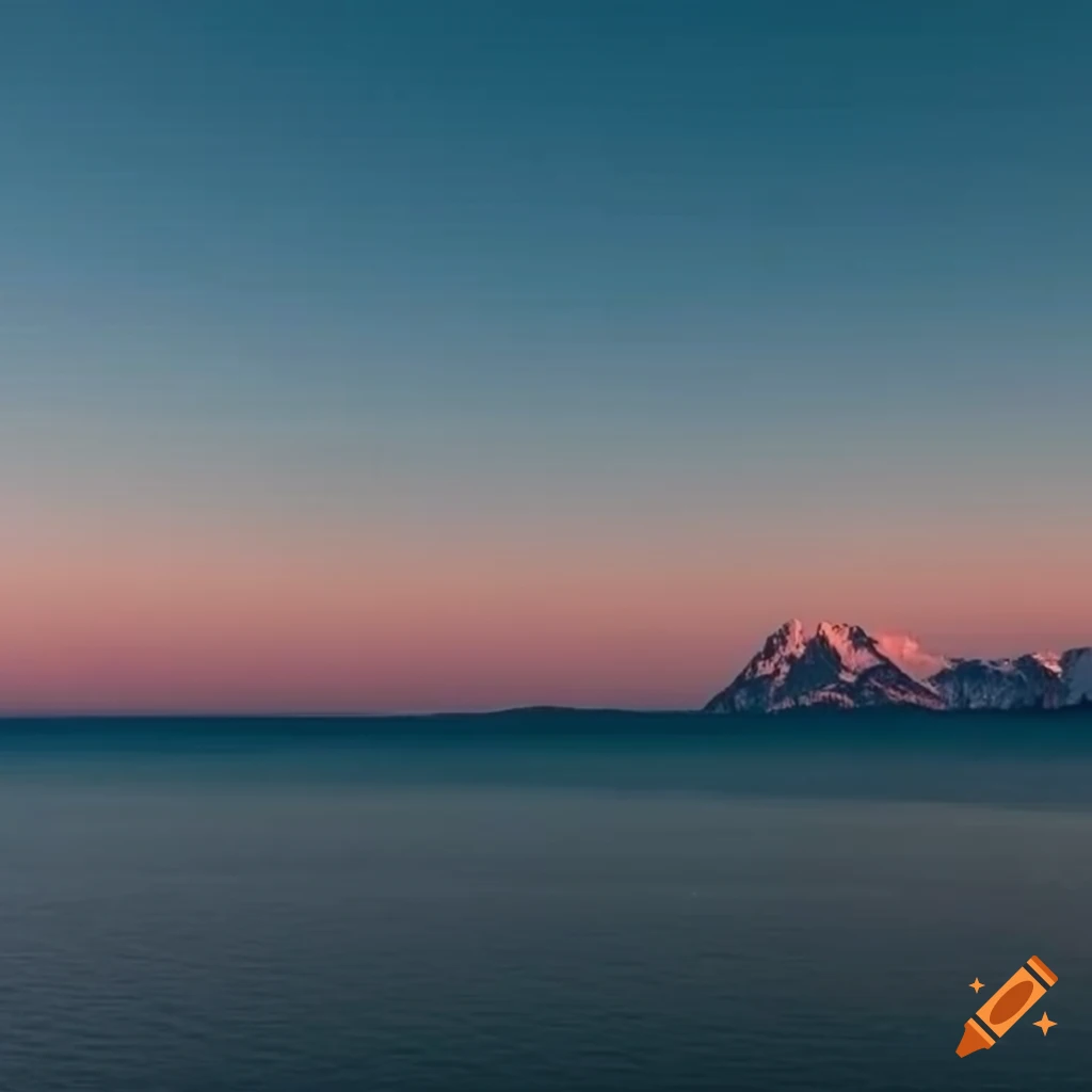 detailed photo of snowy mountain range falling into the sea