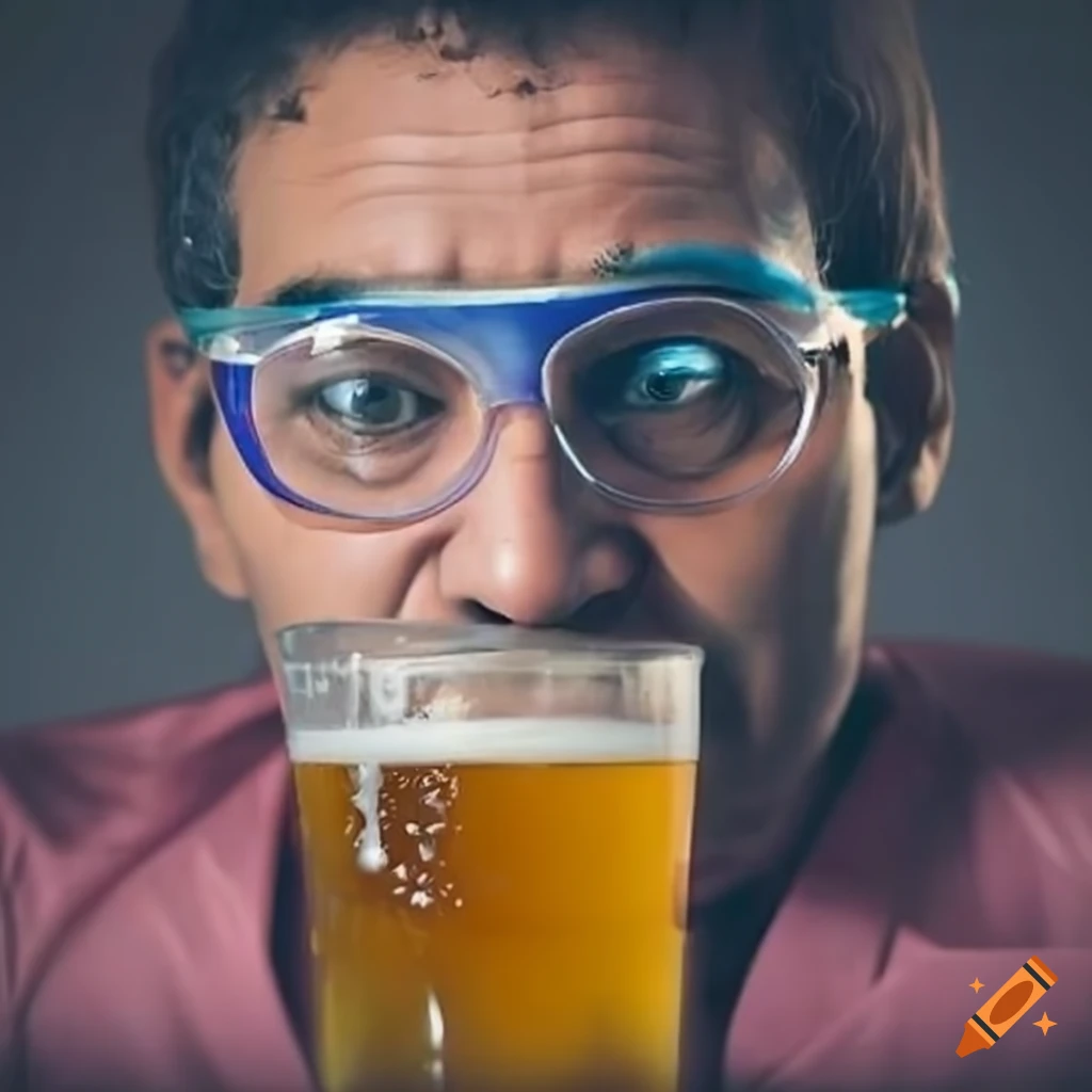 scientist studying a glass of beer