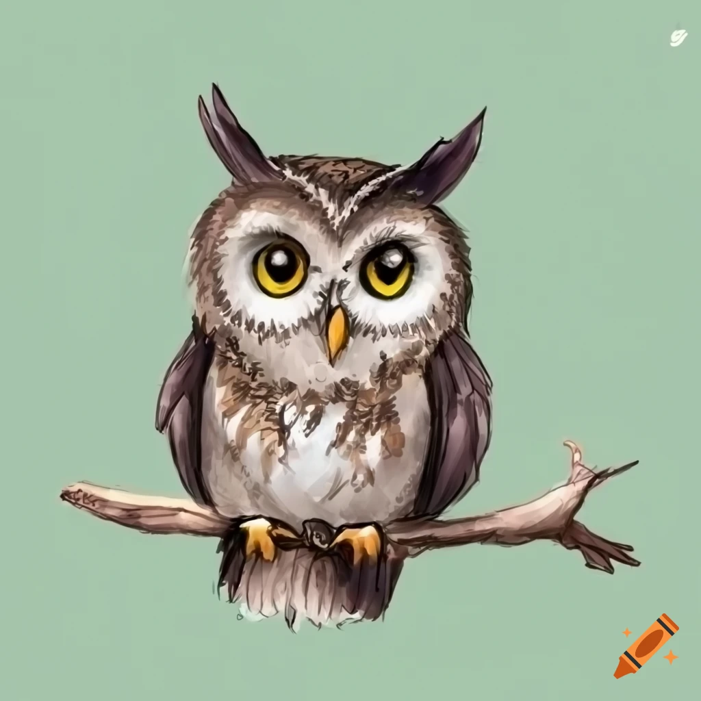 Cute manga owl illustration on Craiyon