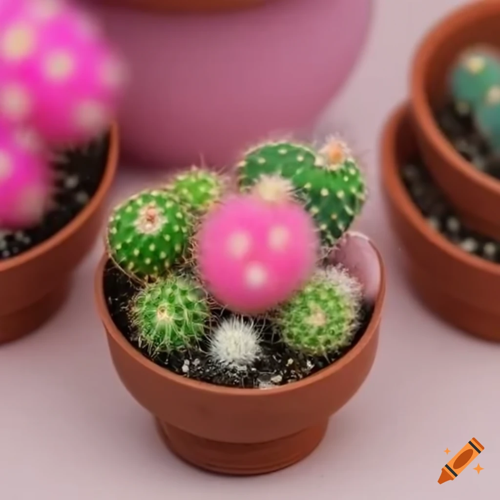 mini cactus inside pink bubbles