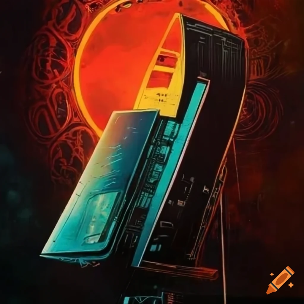 vintage magazine cover with futuristic technology