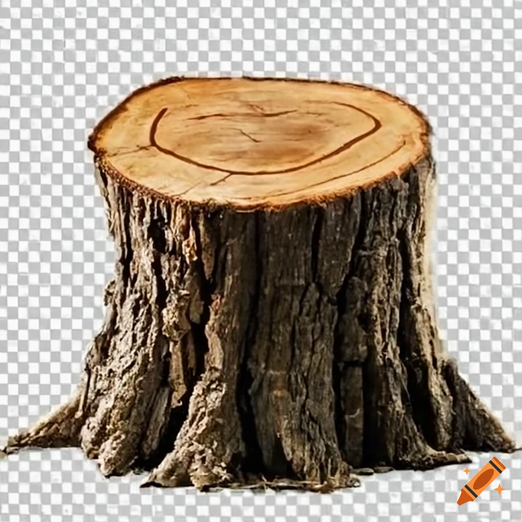 top-down view of a tree stump on transparent background