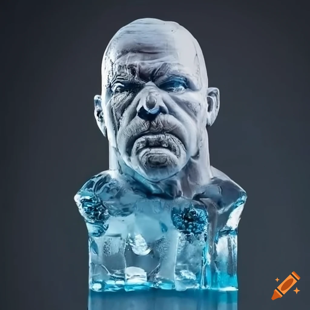 ice sculpture of Steve Austin, the famous wrestler