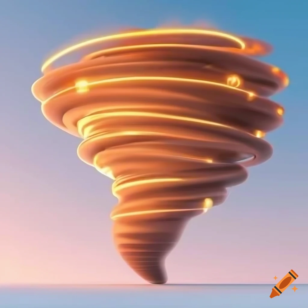 3D rendering of a tornado with orange lights