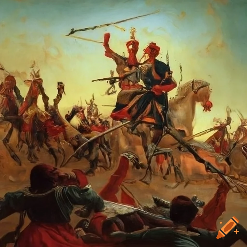 Ilya Repin-style painting of the Battle of Gaugamela