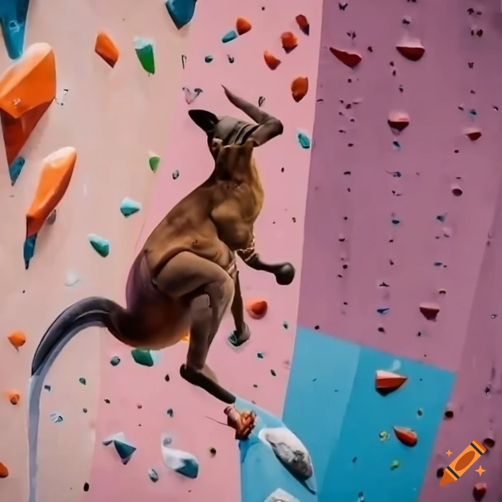 kangaroo climbing in a gym