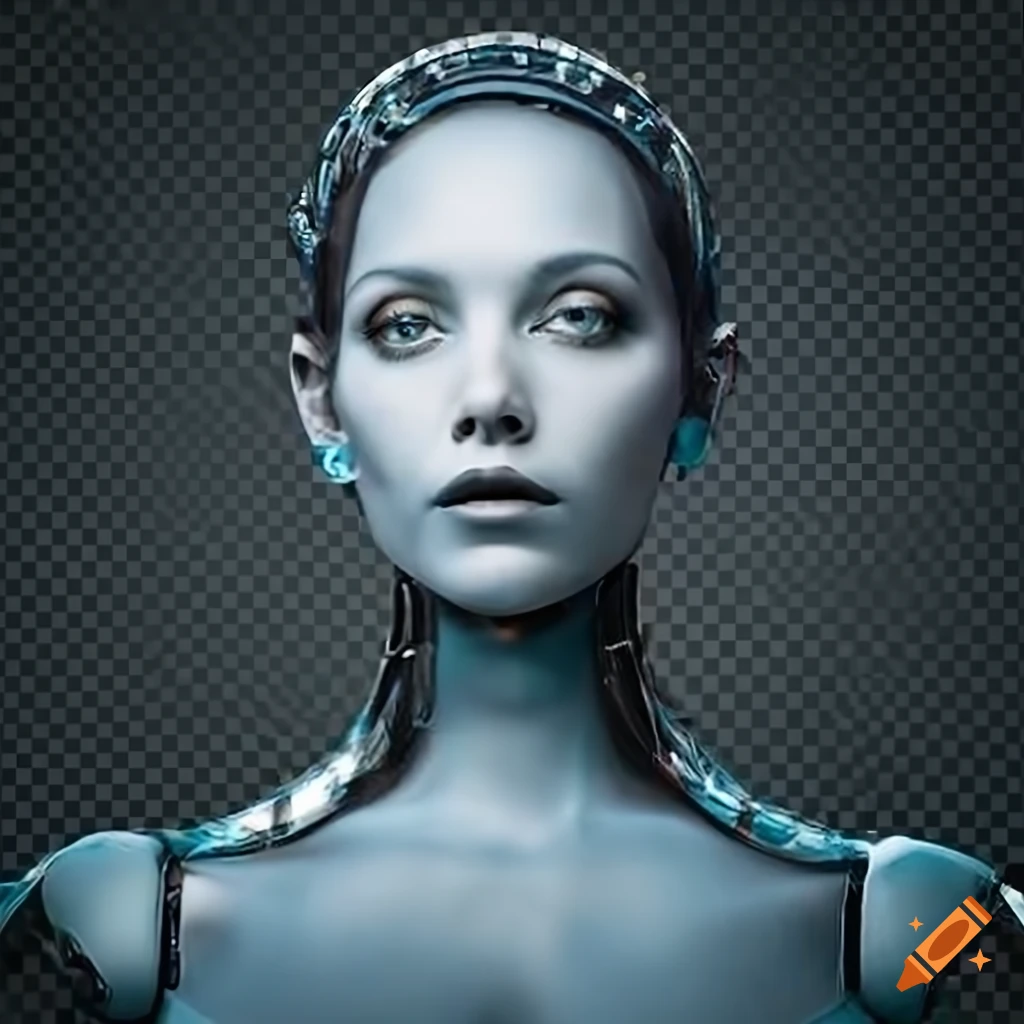 graphic of a female robot face