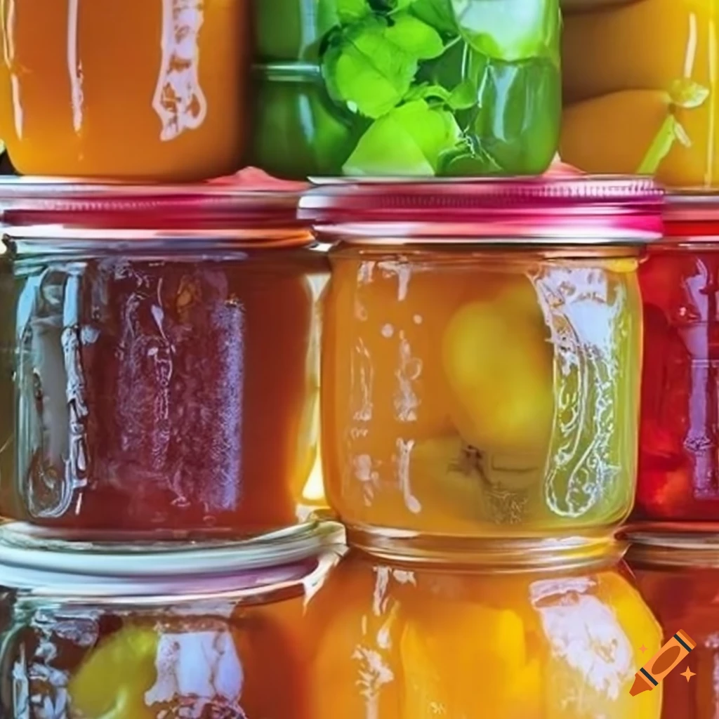 Vibrant wallpaper of tropical fruits and fruit jams on Craiyon