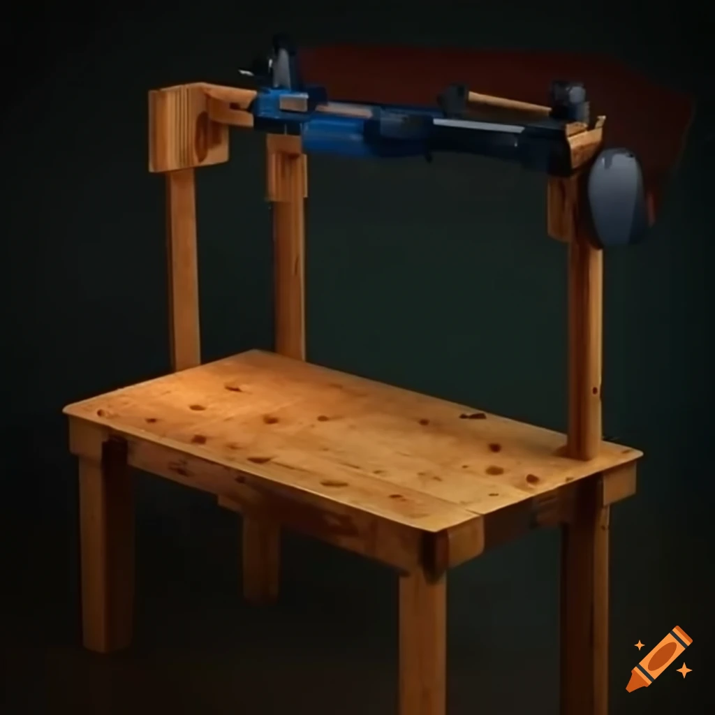 A workbench with various tools and equipment