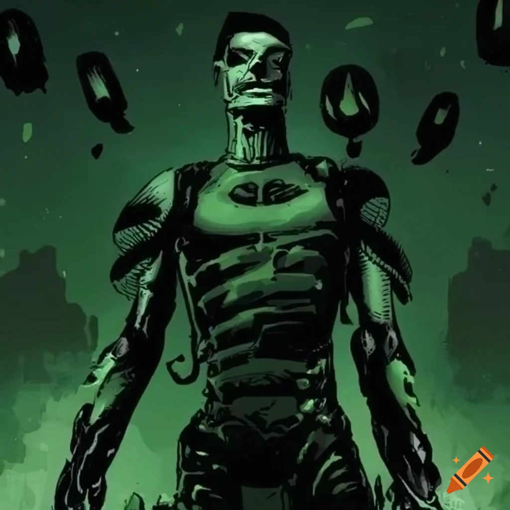 dark green sci-fi comic