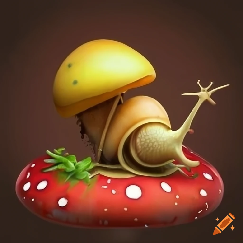 steampunk snail on a red mushroom