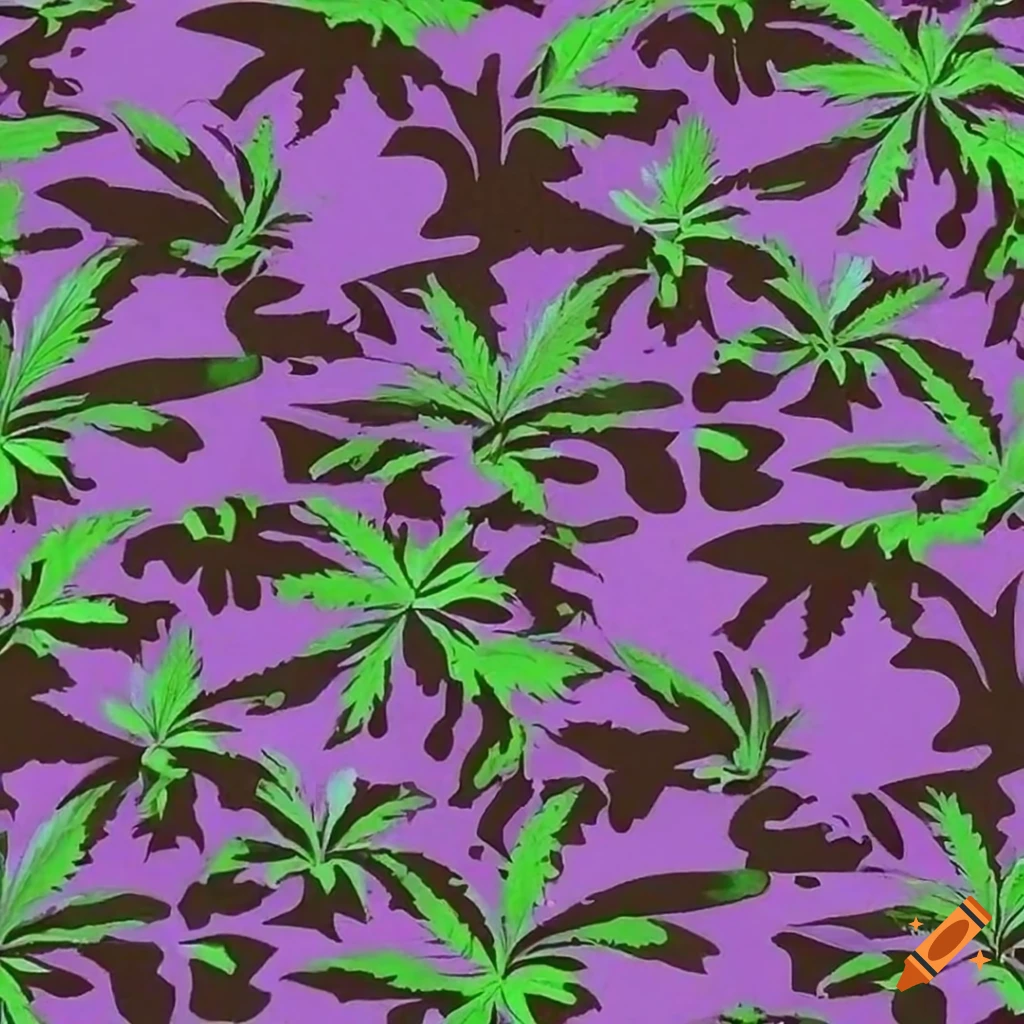 high-end fashion weed-inspired pattern with red eyes