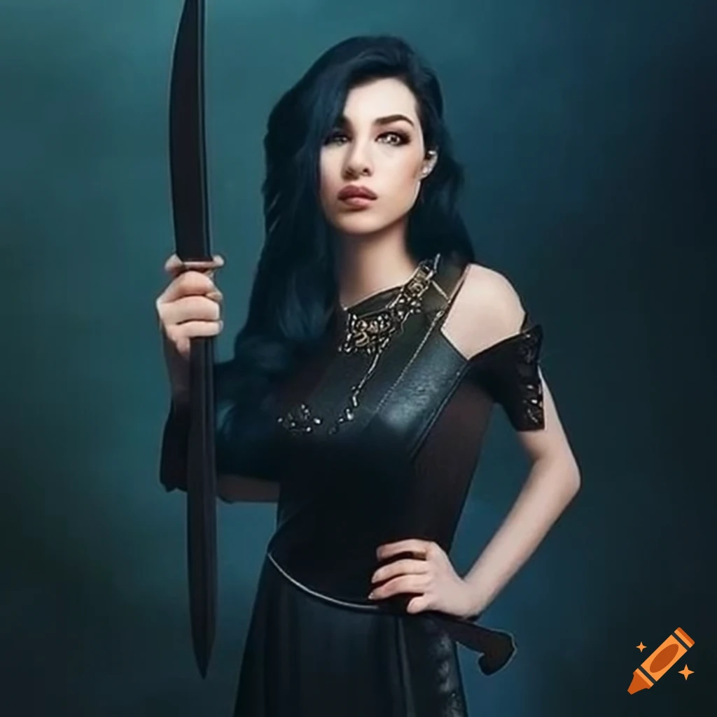 Marina Diamandis as an Elf warrior holding a sword