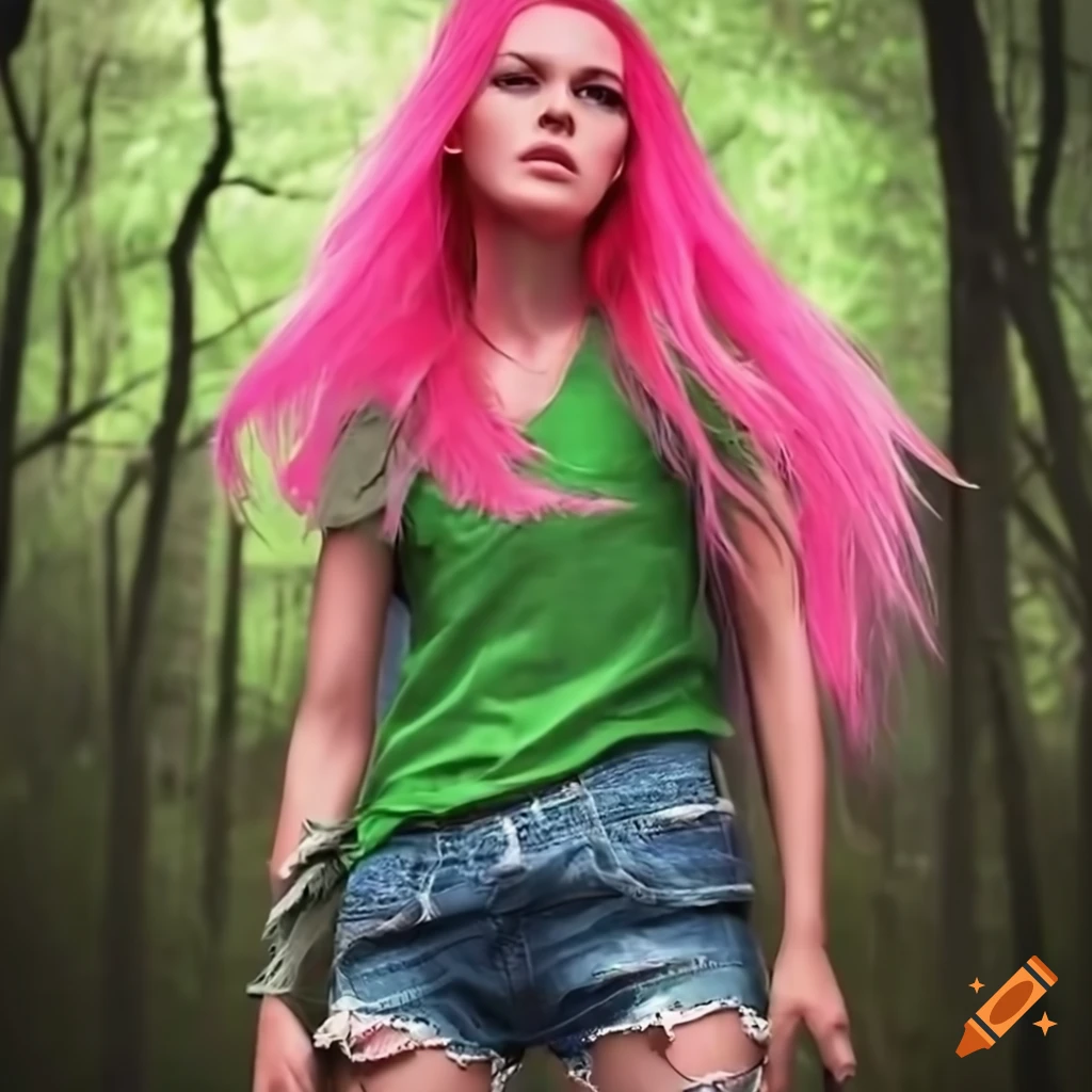 illustration of a young female superhero with pink hair