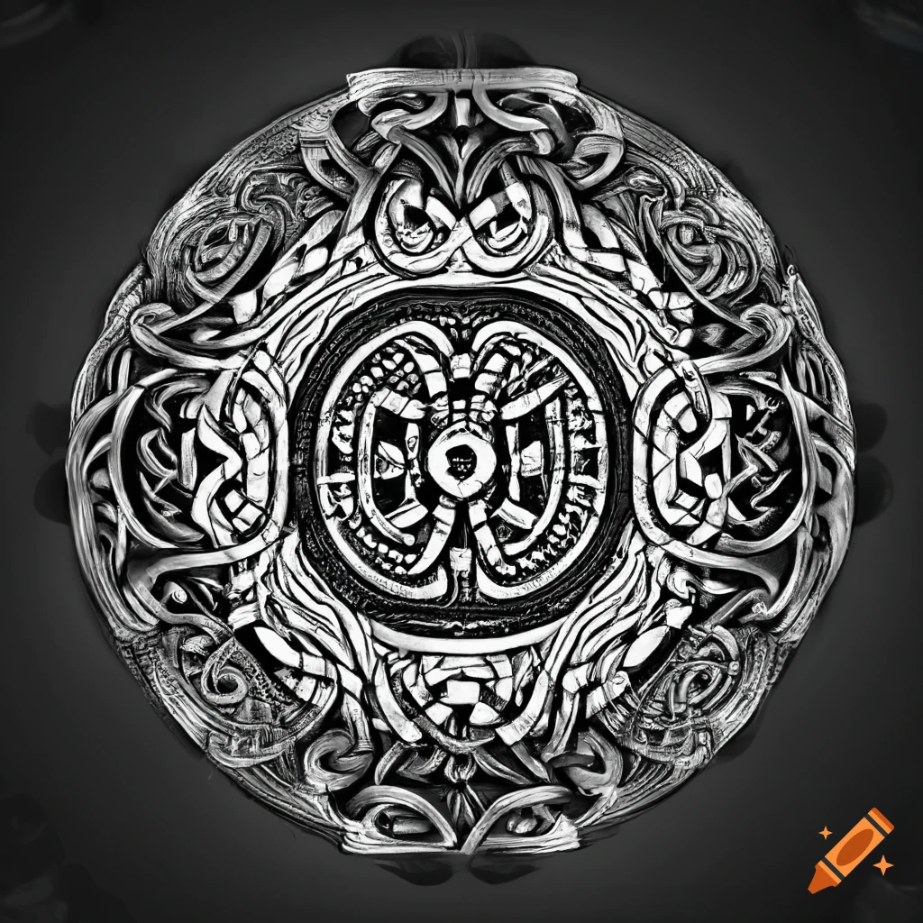 Viking ornament in black and white