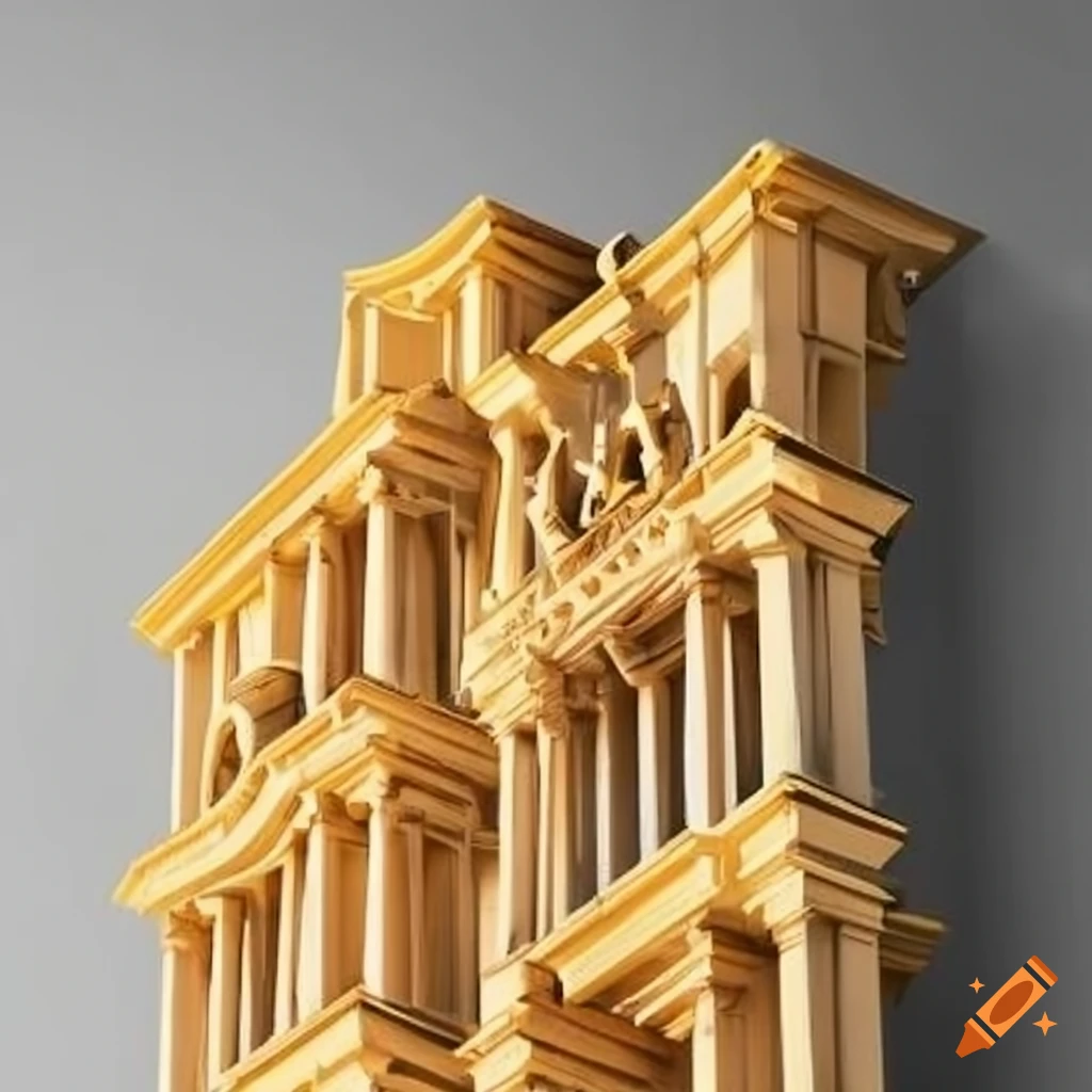 Artwork depicting italian buildings made of pasta