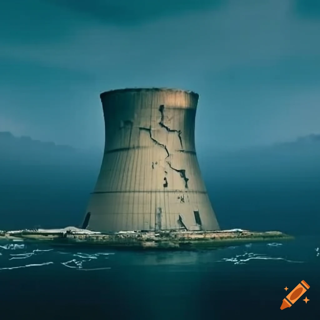 contrast between new and damaged nuclear power plant