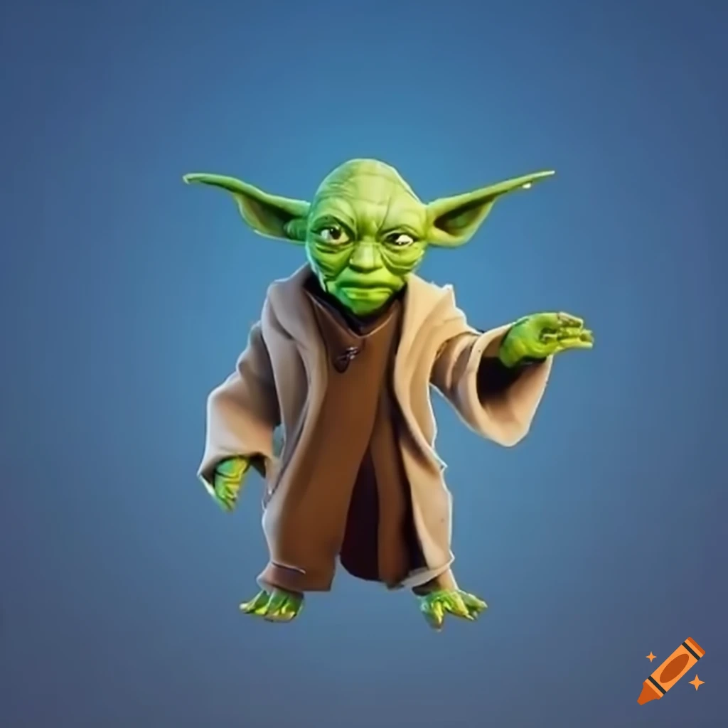 Yoda character doing a victory dance in fortnite