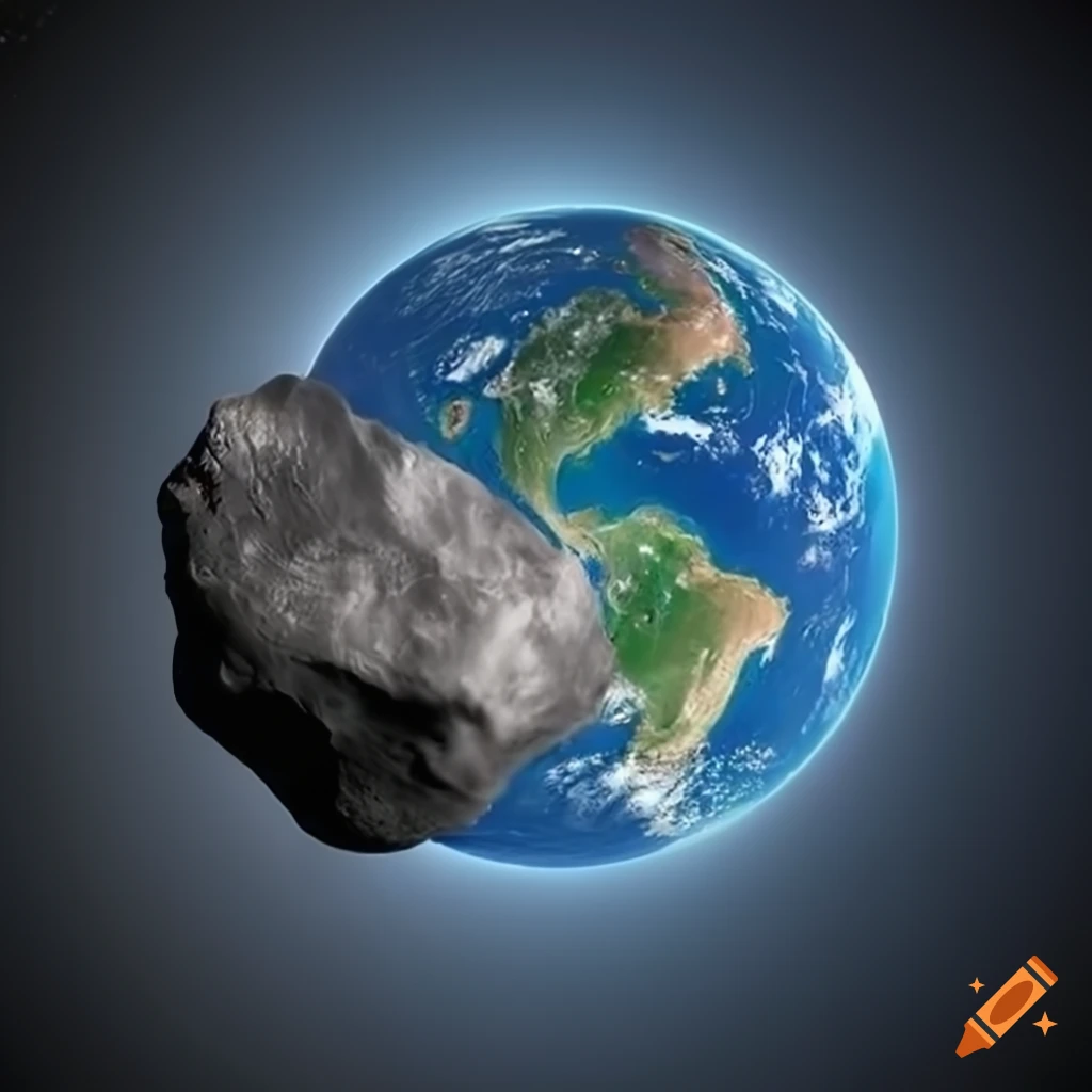 peaceful asteroid passing by Earth in space