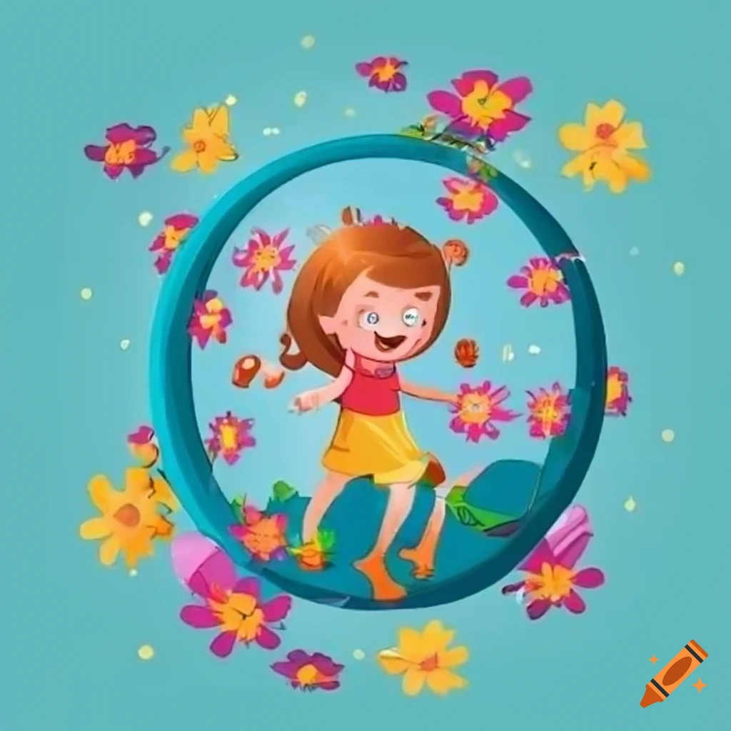 cartoon image of children dancing on a globe