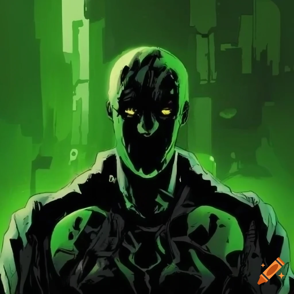 dark green sci-fi comic