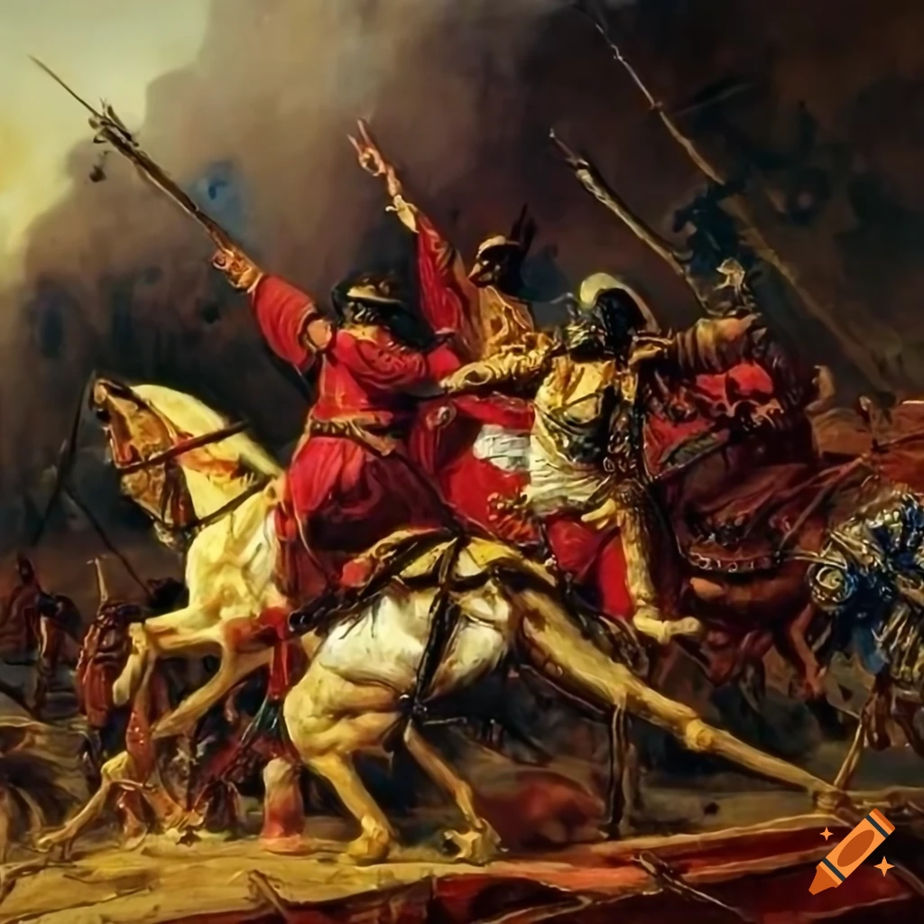 Ilya Repin-style painting of the Battle of Gaugamela