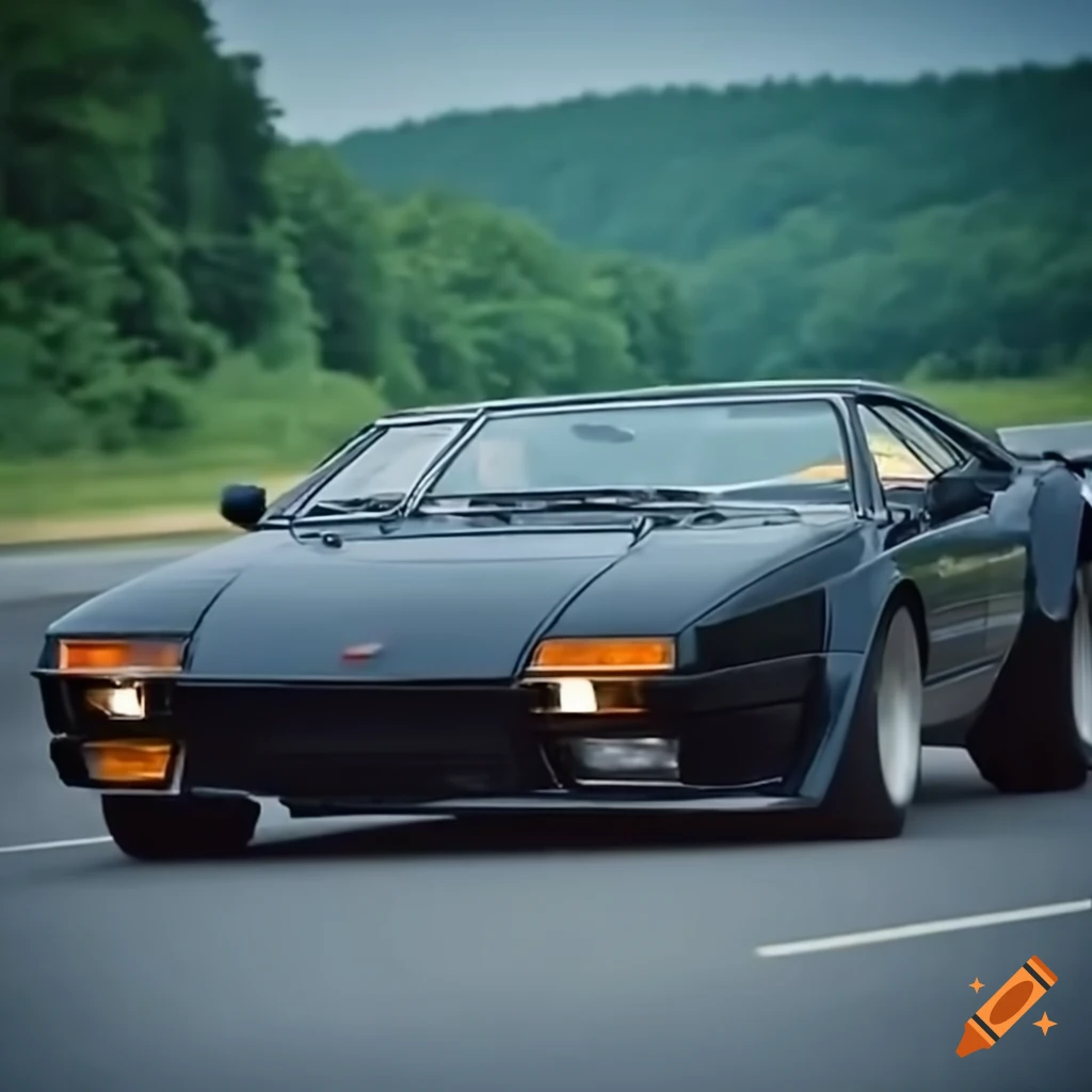De Tomaso Pantera driving on a highway in Pennsylvania
