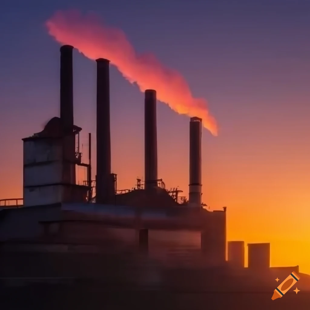 sunset-over-a-factory-with-smoking-chimneys