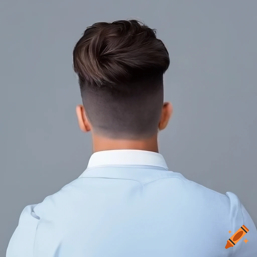 rear view of stylish man with disconnected undercut hairstyle