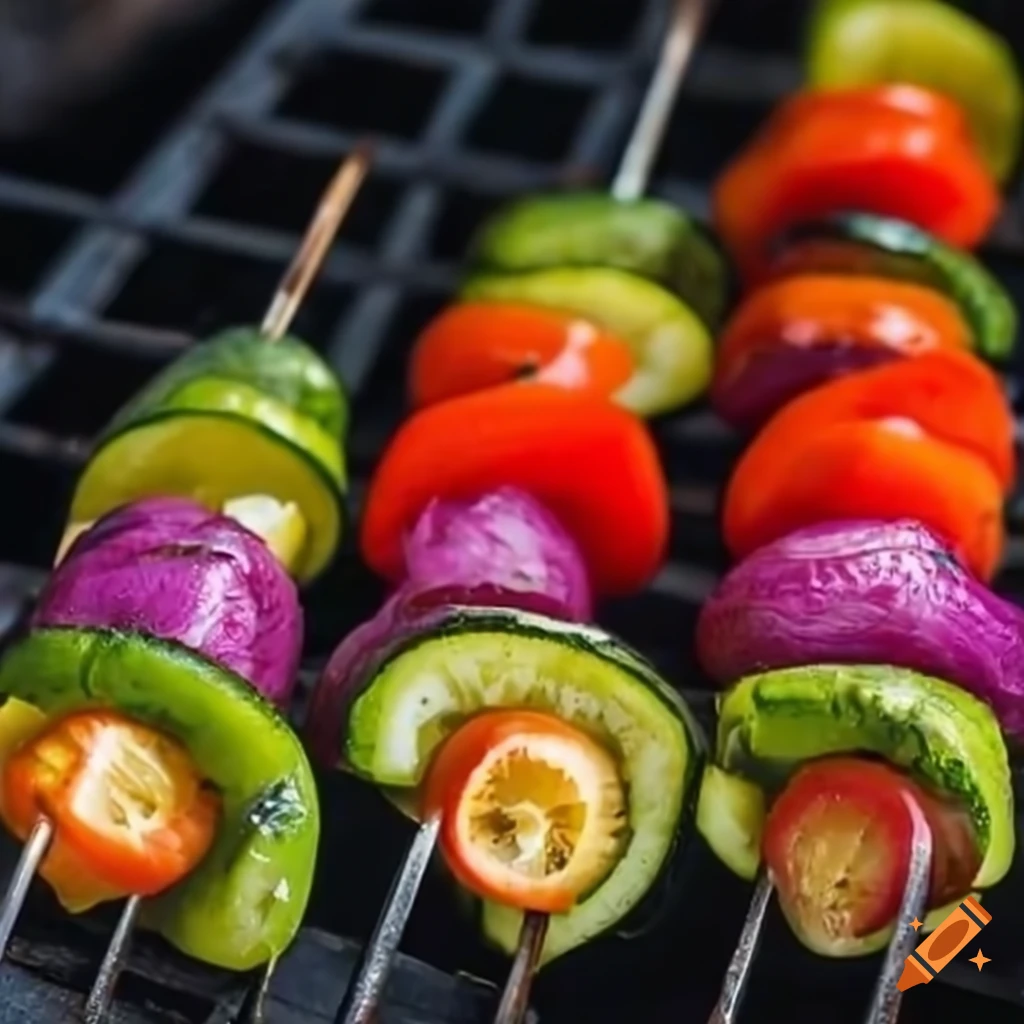grilled vegetable skewers on BBQ
