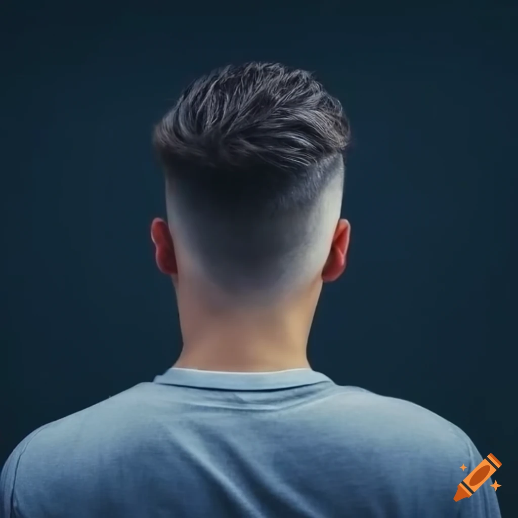 rear view photo of a stylish man with disconnected undercut haircut