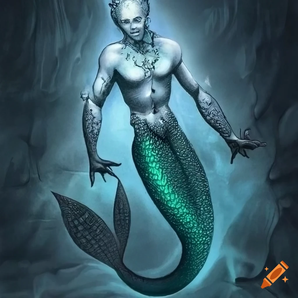 crystal merman sculpture with intricate details