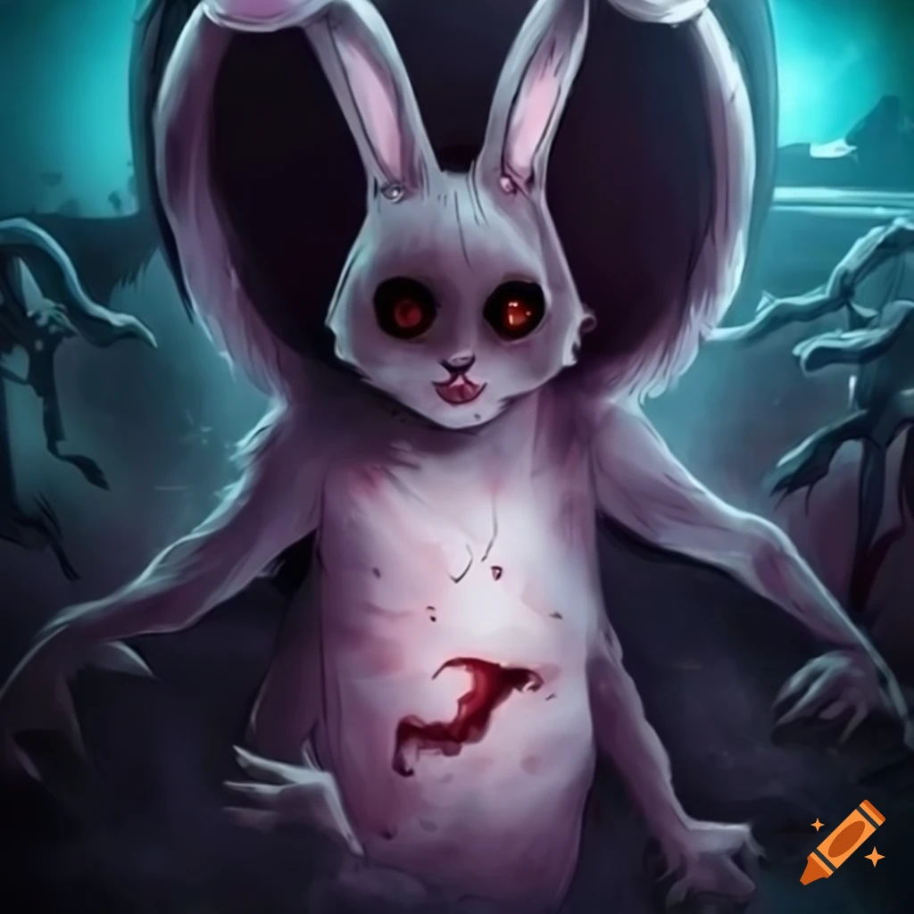 sinister rabbit character in a creepy anime movie poster