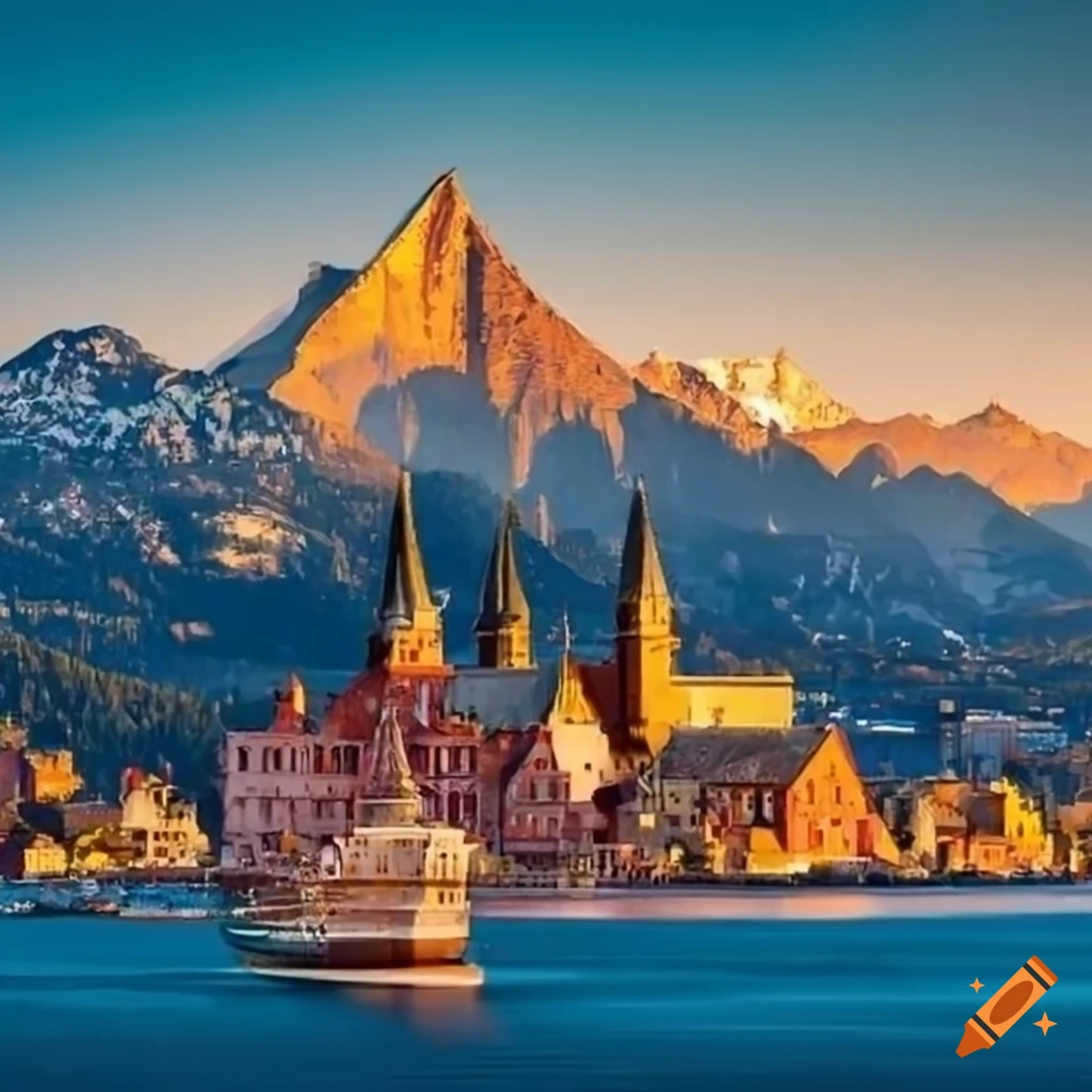 Cityscape with golden roofs and gothic buildings on Craiyon