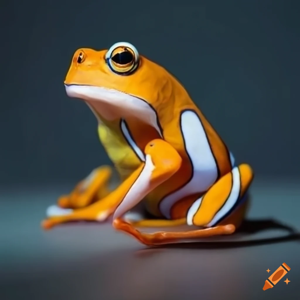 colorful clownfrog on white surface